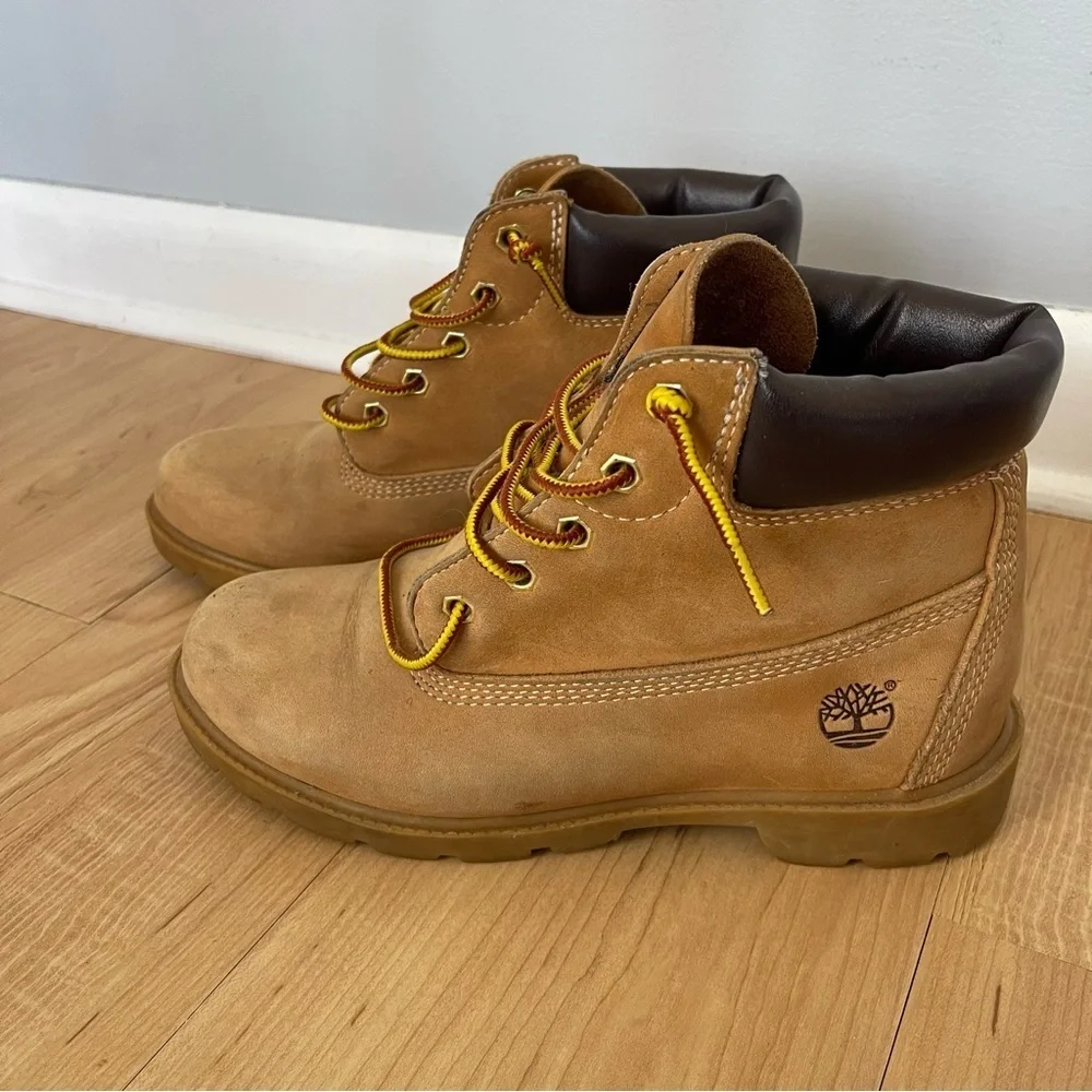Timberland Kids Tan and Brown Boots Vintage 90’s Leather - Picture 4 of 10